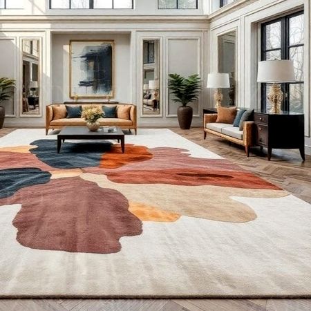 Handcrafted Abstract Earth Tone Modern Living Rug